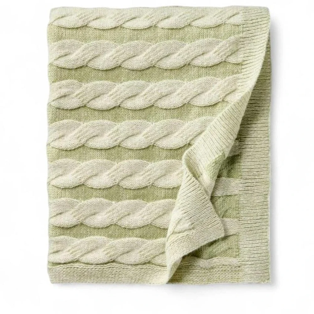NEW Studio McGee Threshold Twisted‎ Cable Throw Blanket Green